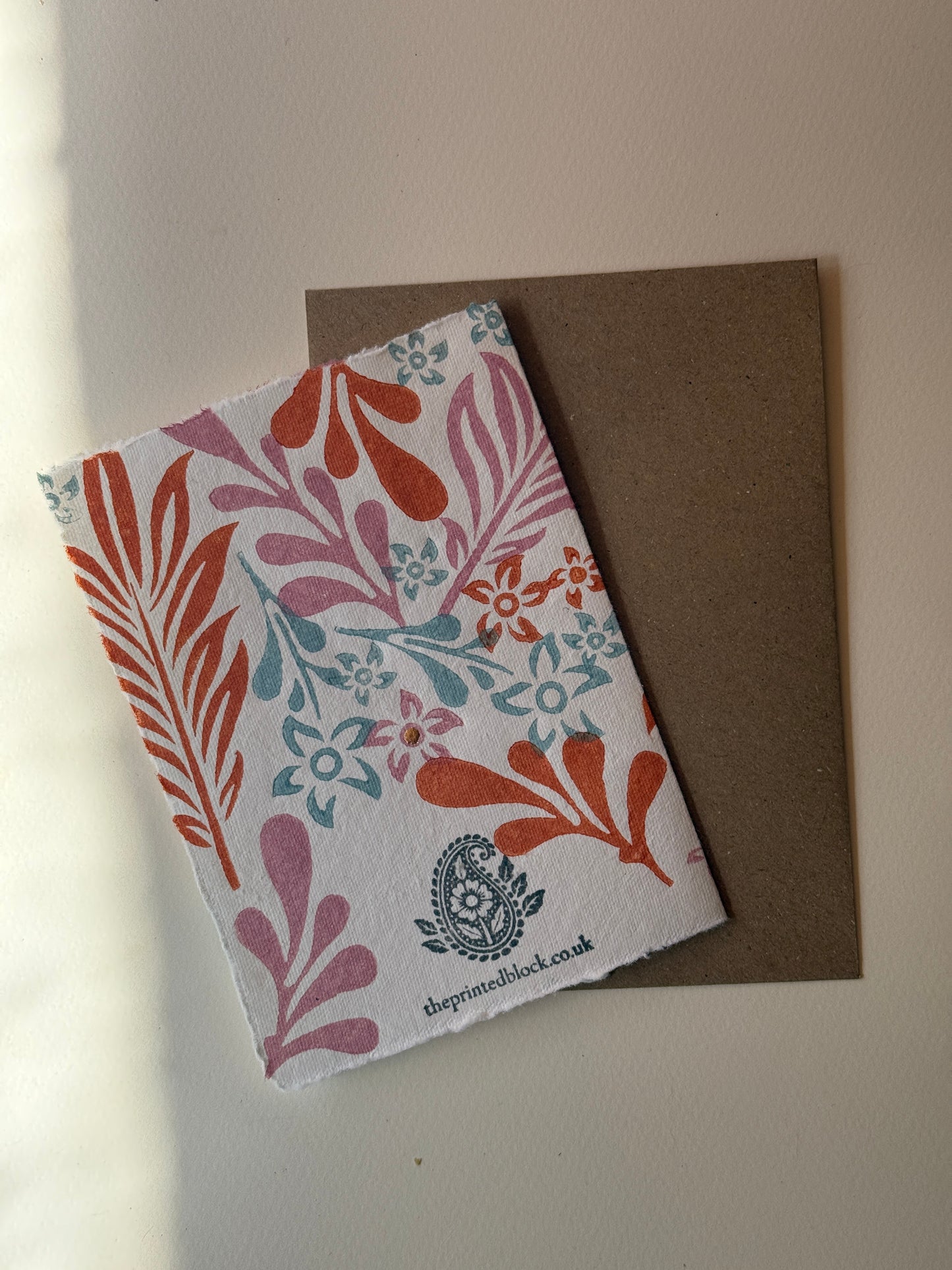 Botanical Meadow Greeting Card in Terracotta, Soft Teal & Blush