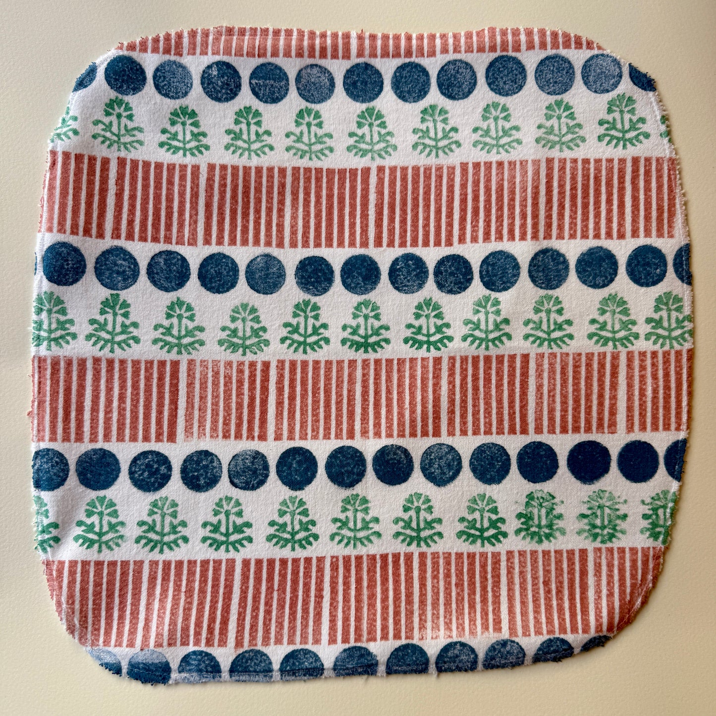 Organic Cotton Face Cloth, Terracotta stripes