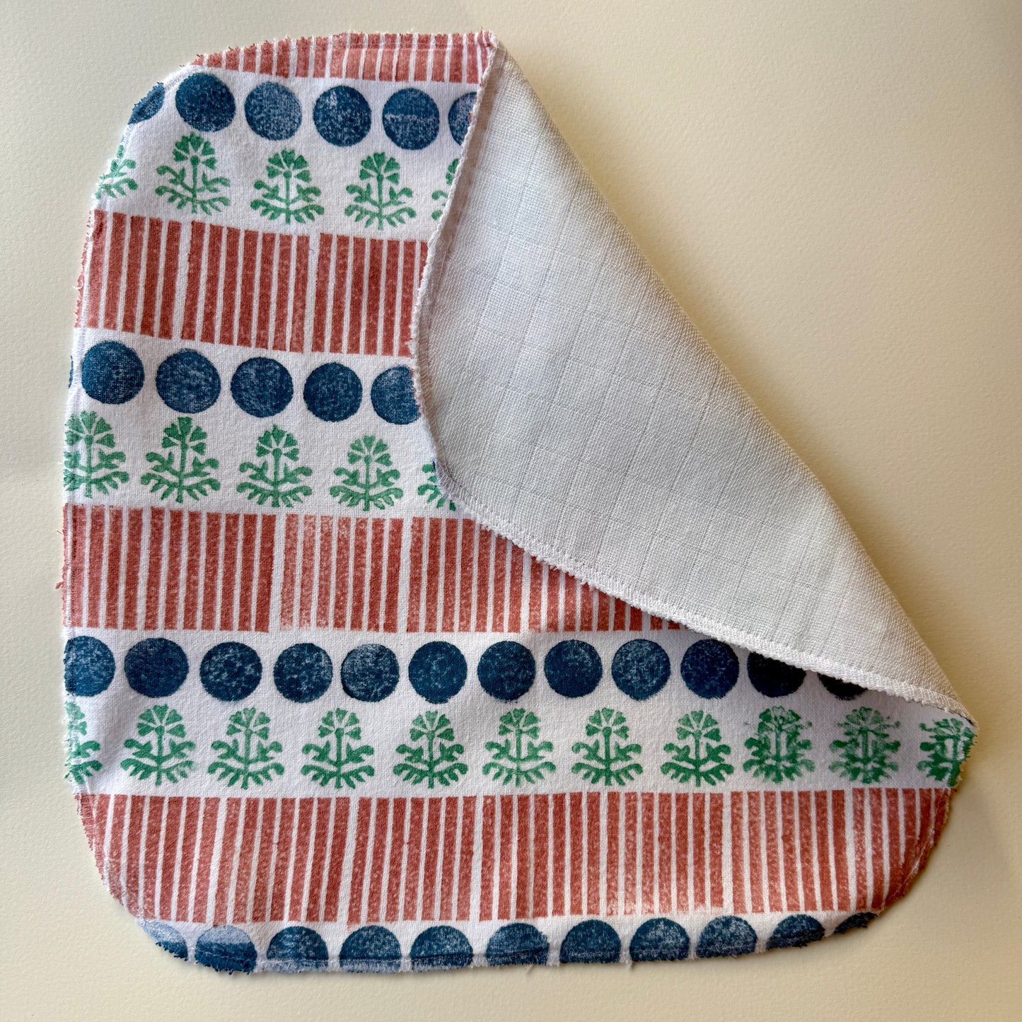 Organic Cotton Face Cloth, Terracotta stripes
