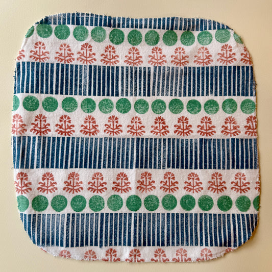 Organic Cotton Face Cloth, Blue stripes