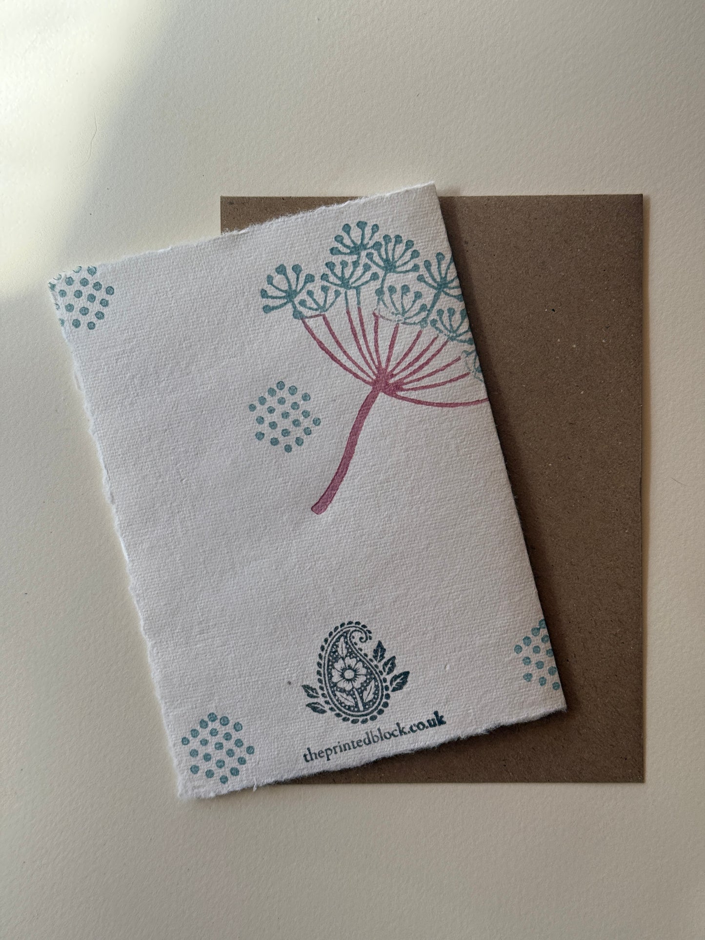 Handprinted Seed Head Greeting Card with Gold Leaf