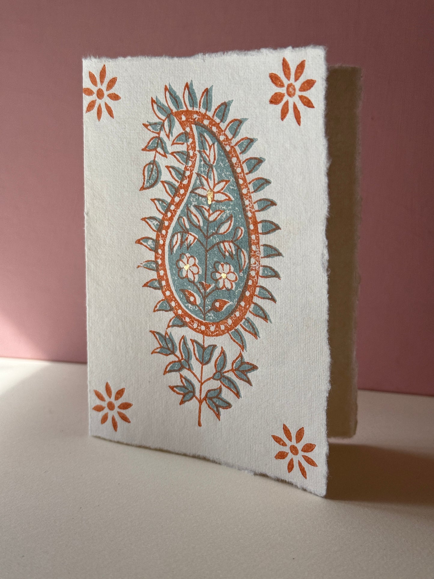 Botanical Check Print Greeting Card in Olive & Sage