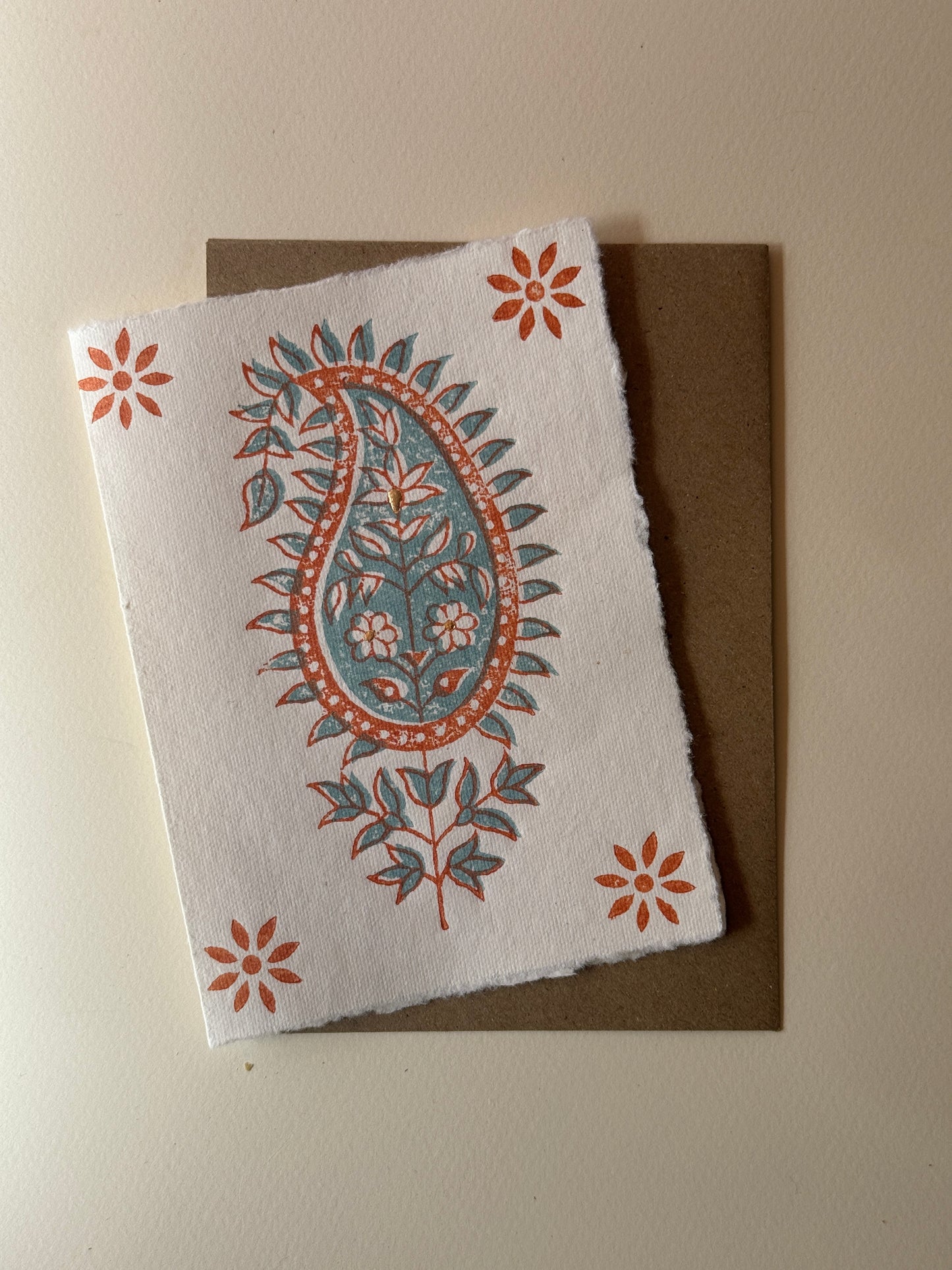 Botanical Check Print Greeting Card in Olive & Sage