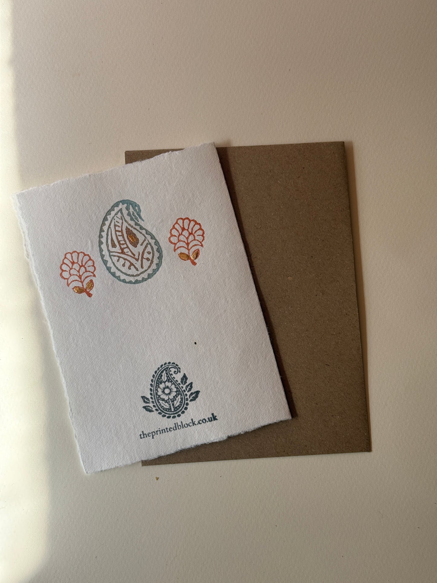 Botanical Check Print Greeting Card in Olive & Sage