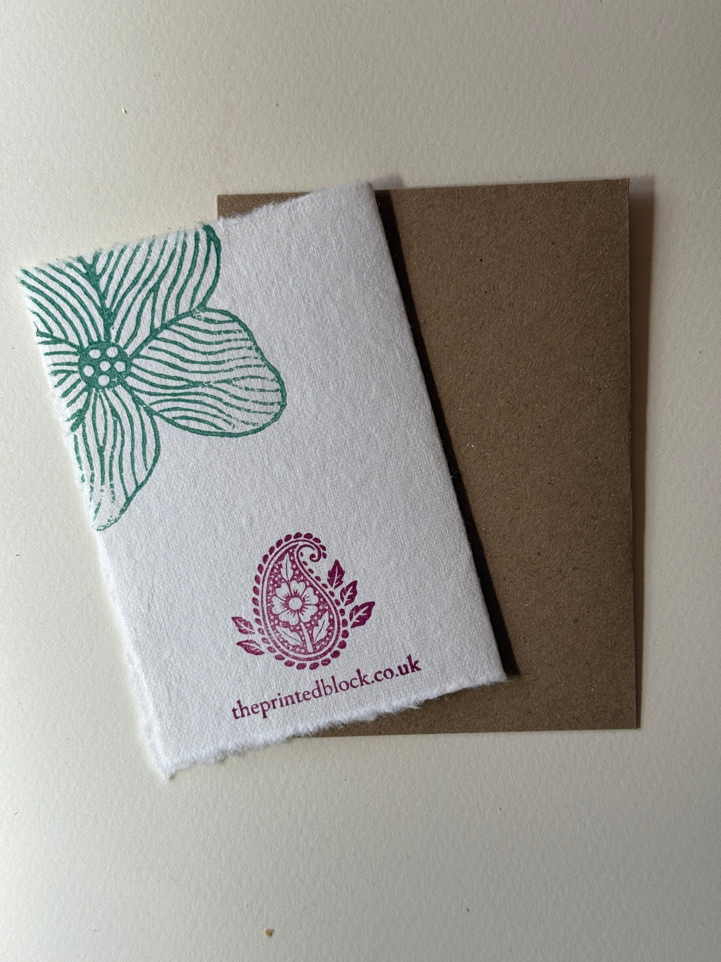 Botanical Check Print Greeting Card in Olive & Sage