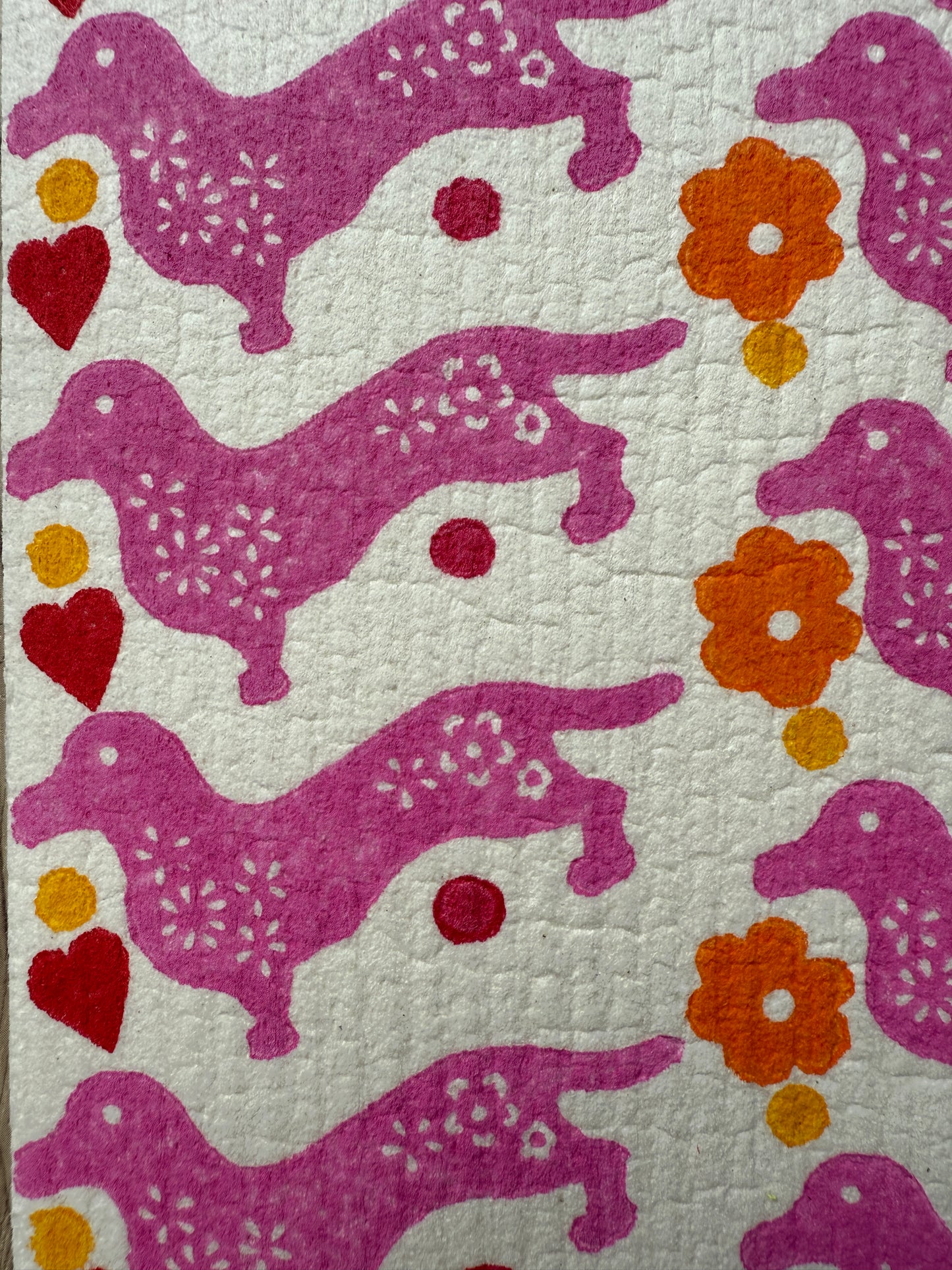 Pink Dachshund and Orange Flowers (x2)