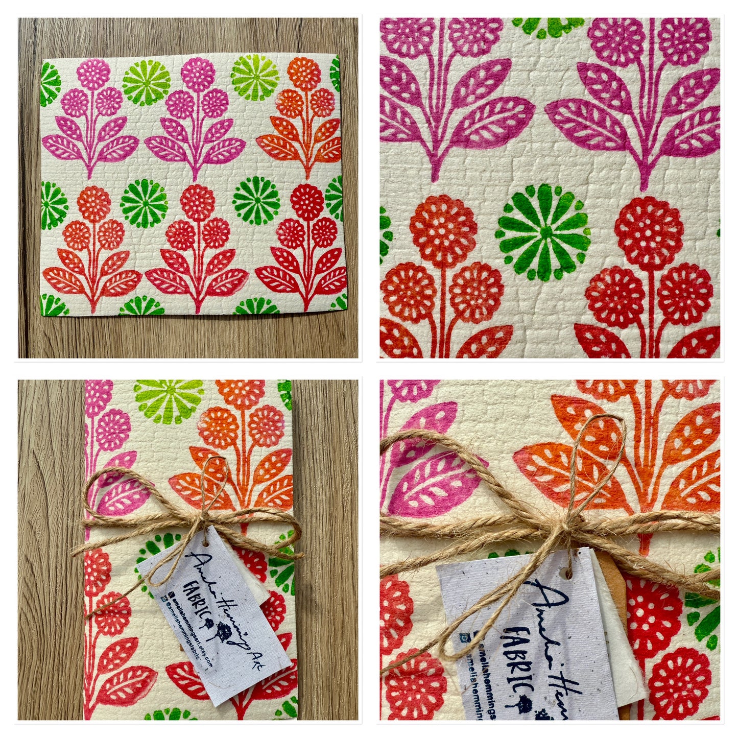 Floral Folk Orange/Red and Pink (x2)