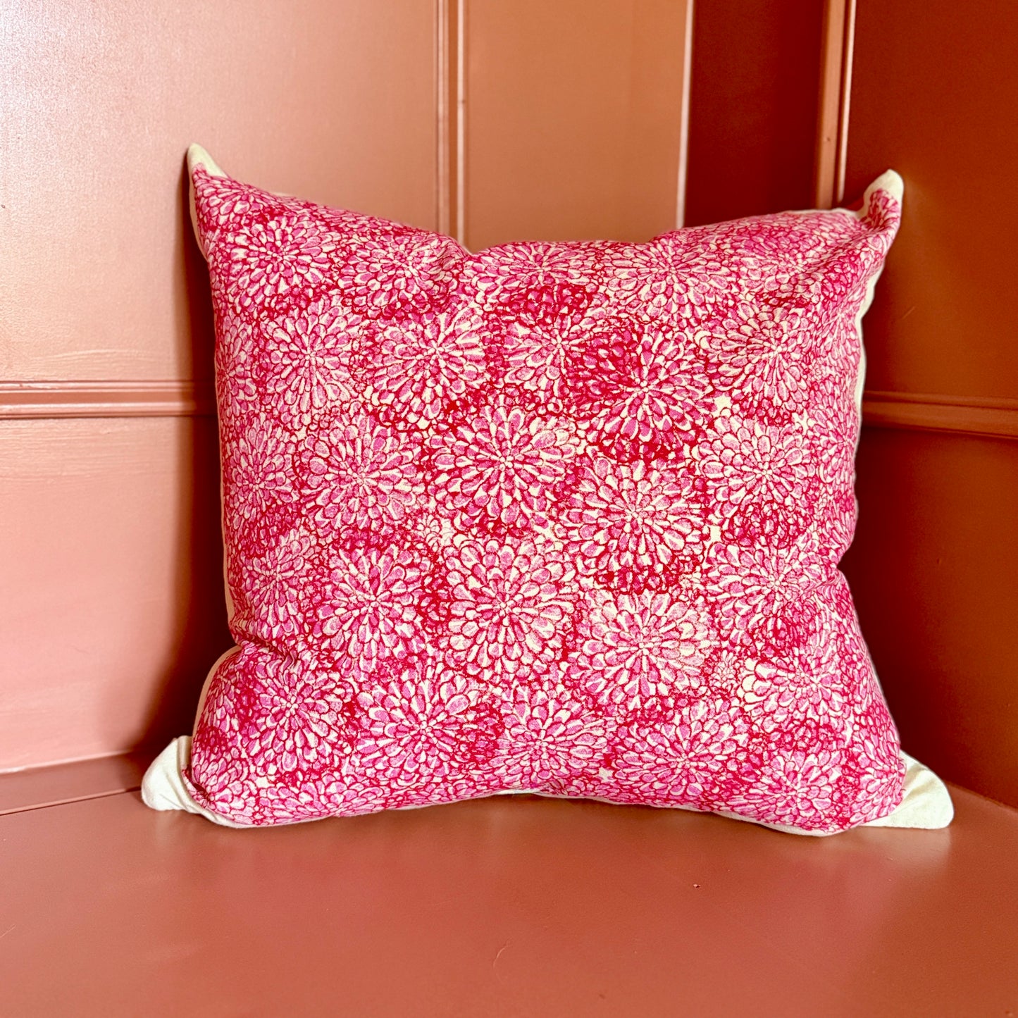 Pink and Red Dahlia Cushion Cover